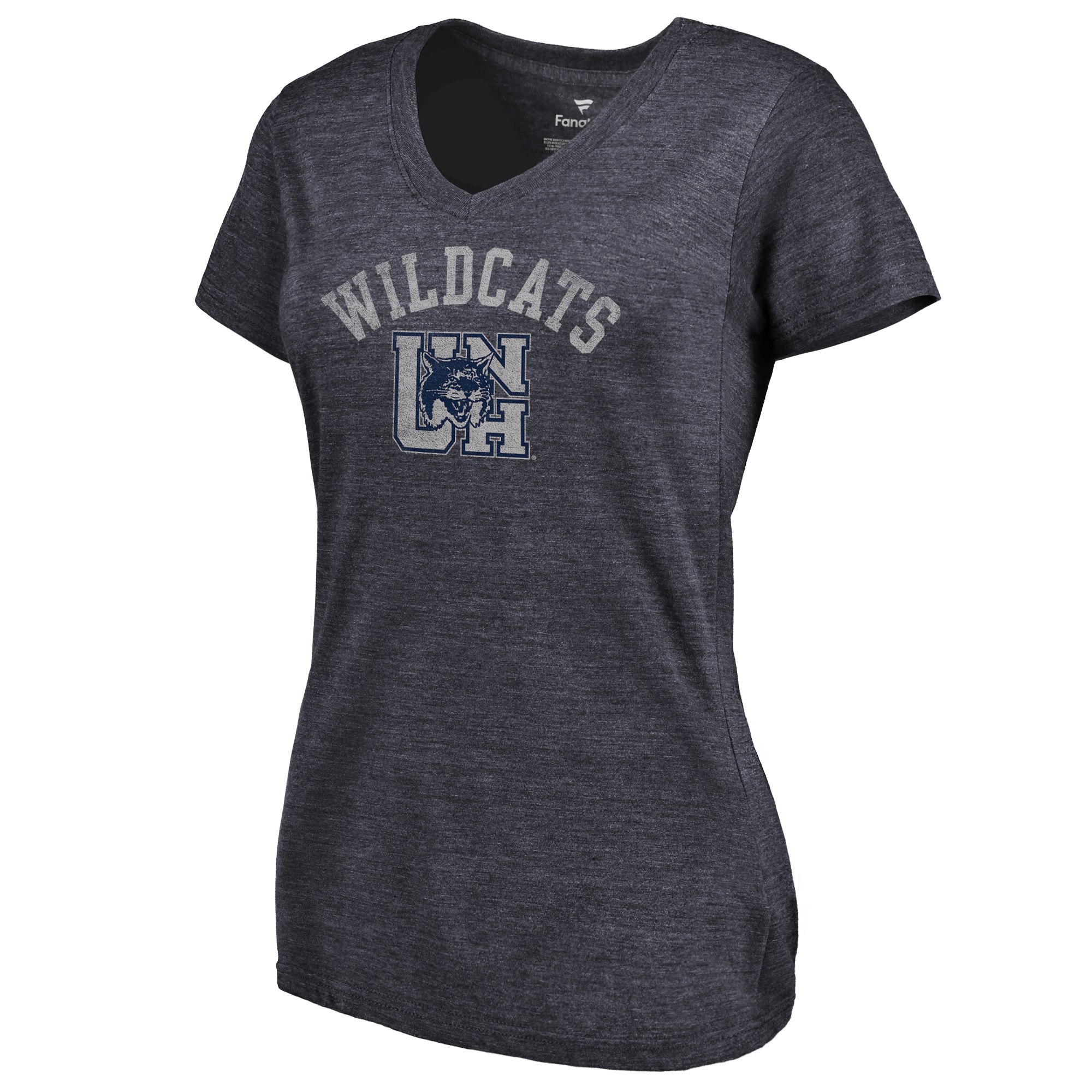 2020 NCAA Fanatics Branded New Hampshire Wildcats Women Navy Vault Arch over Logo TriBlend VNeck TShirt->ncaa t-shirts->Sports Accessory
